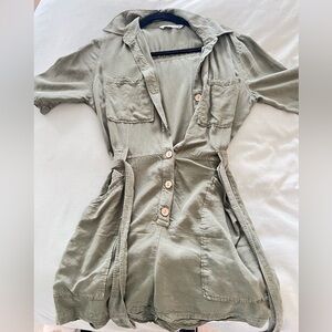 Zara Olive Green Jumpsuit Linen Blend